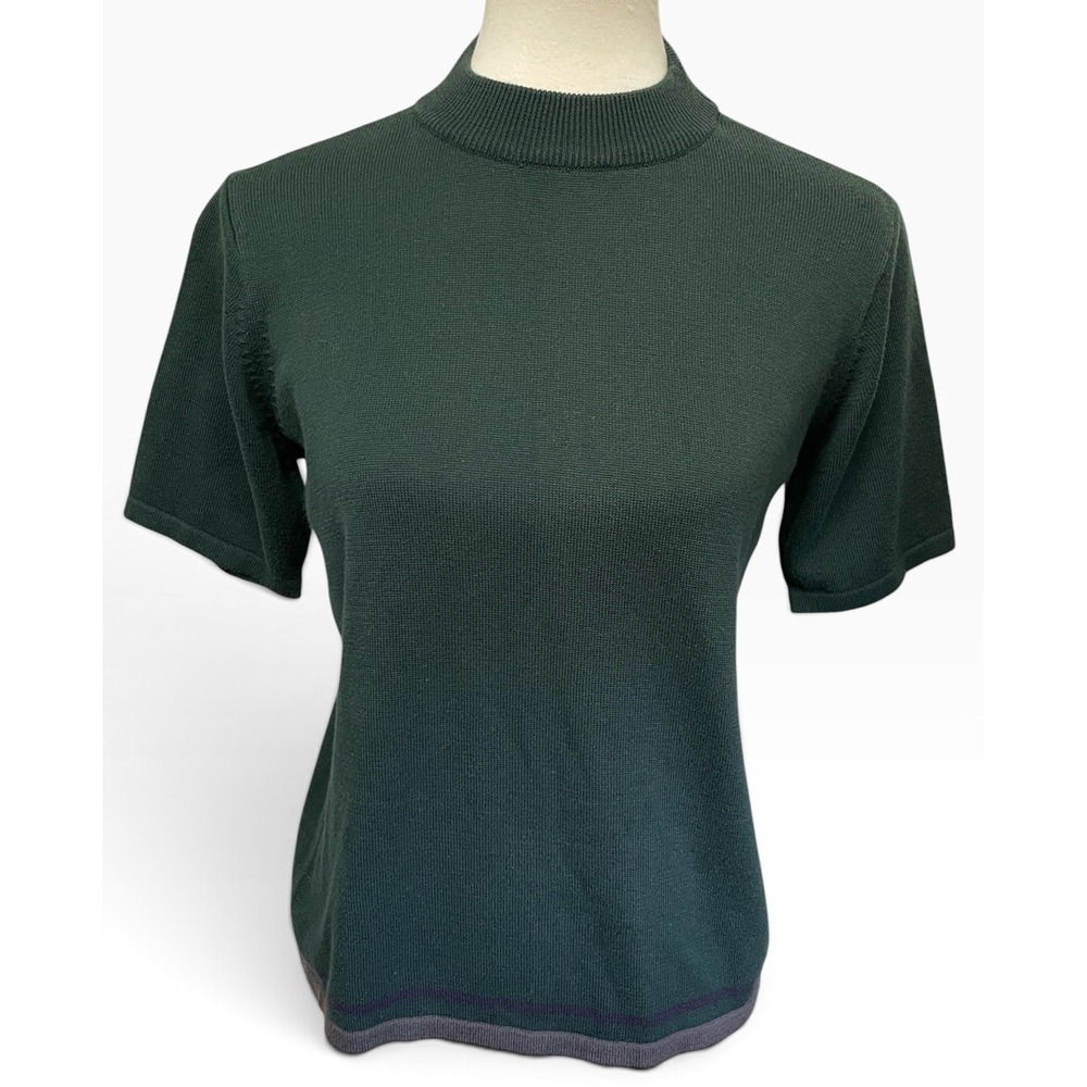Requirements Short Sleeve Mock Neck Sweater Women Medium Green